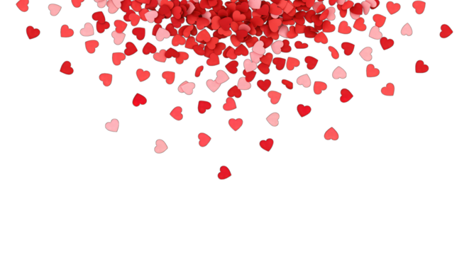 Falling red and pink heart confetti hearts celebration romance love anniversary - Powered by Adobe