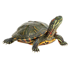 Fototapeta premium Red eared slider turtle isolated on transparent background