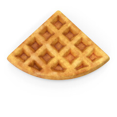 a triangular quarter waffle piece isolated on a transparent background, PNG