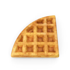 a triangular quarter waffle piece isolated on a transparent background, PNG