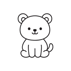 Naklejka premium Cute baby bear sitting line art vector illustration. 