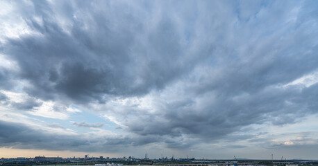 Dark storm clouds over horizon