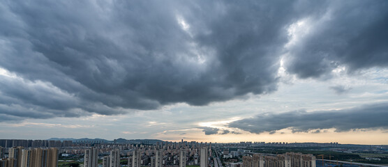 Dark storm clouds over horizon