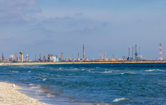 Landscape with the Midia - Navodari refinery in Constanta County - Romania