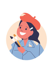 Girl child artist painter avatar