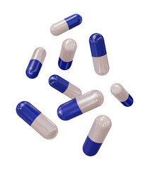 png blue pills or capsules on transparent background. can be used for medicine, medication, pharmacy, treatment, health care, disease, wellness, prescribe, antibiotic etc concept. capsules isolated