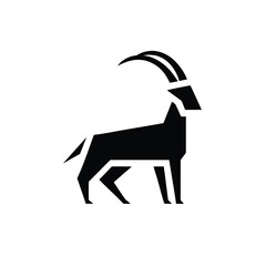Geometric silhouette of a black ibex or mountain goat