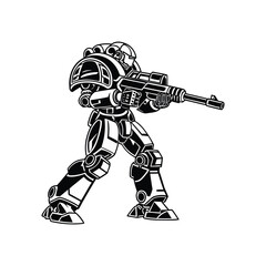 Sci fi soldier in power armor holding a rifle