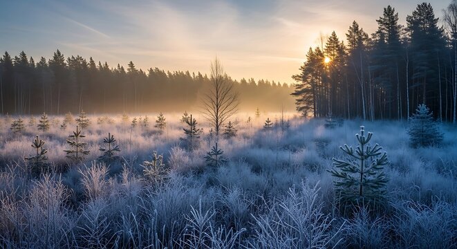 Frosty Meadow at Dawn: A Winter's Whisper