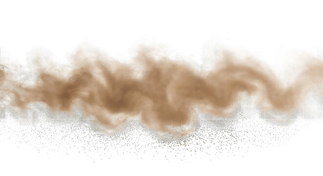 Dust storm impact, swirling sand cloud particles motion, abstract desert atmospheric phenomenon, granular motion effects