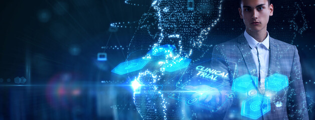 Business, Technology, Internet and network concept. virtual display: Clinical trial