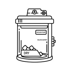 Outline icon of a biohazard transport case with warning labels for dangerous material shipment isolated on