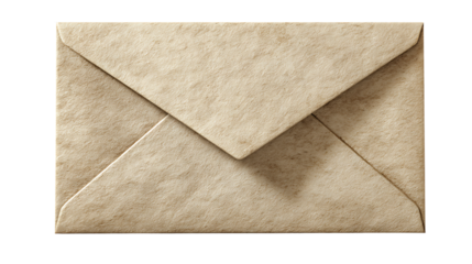 Closed brown paper envelope isolated on transparent background for sending letters