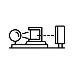 Fototapeta premium Line icon representing dna isolation process in a test tube with a molecule structure and isolation label