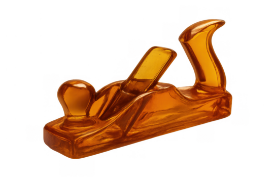 Glass hand plane sculpture representing precision, craftsmanship, woodworking art, and professional carpentry tools