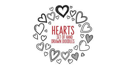 Hand-Drawn Hearts Doodles An Artistic Set of Heart-shaped Design Elements