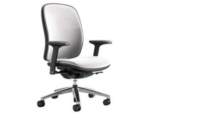 Ergonomic office chair isolated on transparent background, providing comfort and support