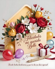 christmas greeting card with roses