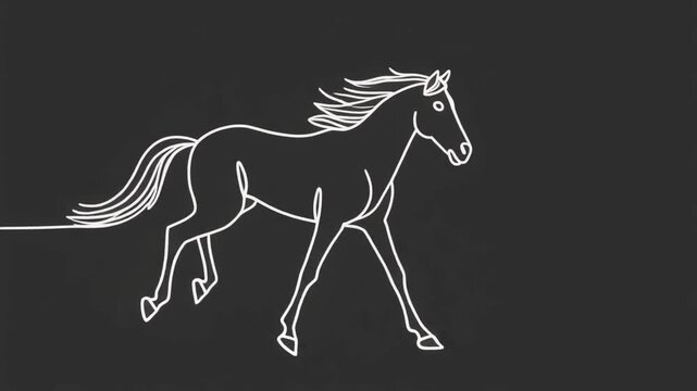 Black horse running silhouette vector illustration, a wild stallion animal design