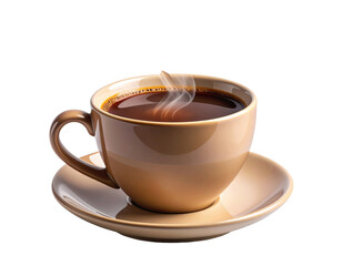 Obraz premium Steaming Cup of Fresh Coffee Isolated on Transparent Background