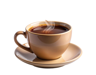 Steaming Cup of Fresh Coffee Isolated on Transparent Background