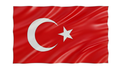A digitally rendered Turkish flag, featuring a crescent moon and star on a red field