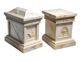 Historic Byzantine Marble Sarcophagus Decorated with Relief Art, Cutout PNG