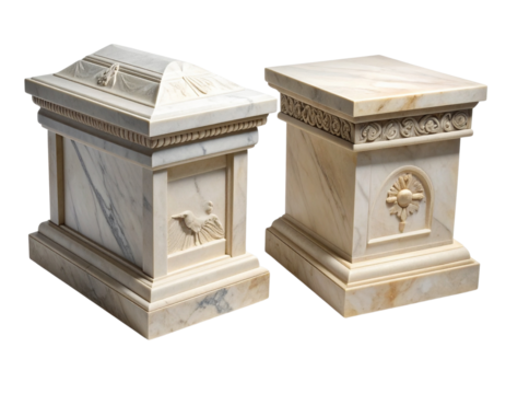 Historic Byzantine Marble Sarcophagus Decorated with Relief Art, Cutout PNG