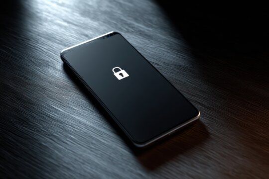 Smartphone Screen Shows Digital Security Lock Icon