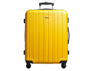 Yellow Rolling Suitcase for Vacation Travel, High-Quality Isolated Object