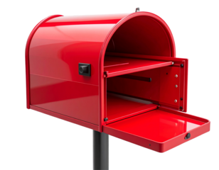 Modern Red Mail Drop Box with Open Door, Cutout PNG