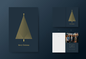 Corporate Christmas Card Template with Geometric Gold Shaped Tree