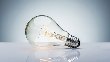 Vintage Light Bulb on Reflective Surface with Soft Gradient Background