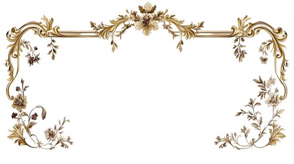 Ornate classical border design featuring gilded rococo scrollwork and botanical elements