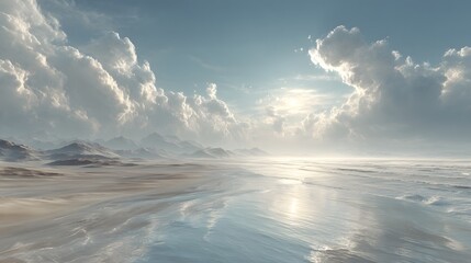 Majestic Seascape with Dramatic Clouds and Peaceful Horizon View