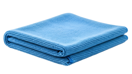 Soft, folded, blue rectangular cloth; two layers displayed, texture visible