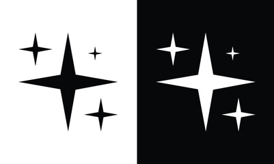 Sparkle star icon: a simple black and white sparkle symbol. Available as a transparent PNG and vector. Simple black and white sparkle star icon set. vector illustration eps file. 