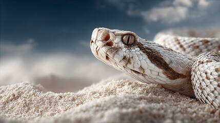 Close-Up of a Desert Snake in Natural Habitat Under a Dramatic Sky