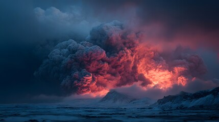 Majestic Volcanic Eruption Illuminates Dark Skies at Dusk