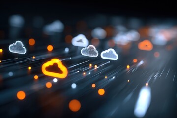 Big Data Analytics: Cloud and Database Icons Background