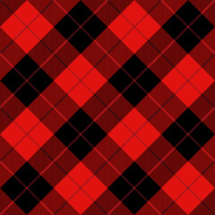 Seamless red and black checkered plaid pattern perfect for textile, clothing, wrapping paper, and digital backgrounds. Ideal for Christmas, rustic, and modern fashion projects. Vector illustration.