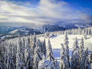 winter landscape in the mountains, Krkono&scaron;e