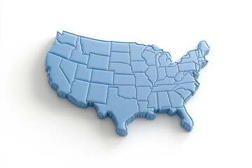 Obraz premium 3D Rendered Map of the United States of America on White Background. detailed 3D rendering of the USA map is perfect for educational or business presentations.