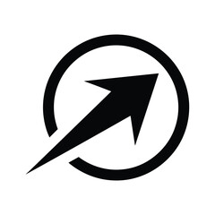 Upward trending arrow in a circle, symbolizing growth, progress, and direction, isolated on