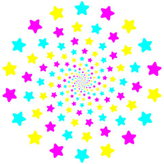 Colorful Spiral Star Shapes Concentric Radial Pattern