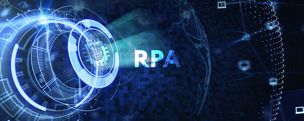 RPA Robotic process automation innovation technology concept. Business, technology, internet and networking concept. 3d illustration