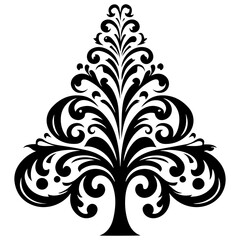 black and white christmas tree vector silhouette 