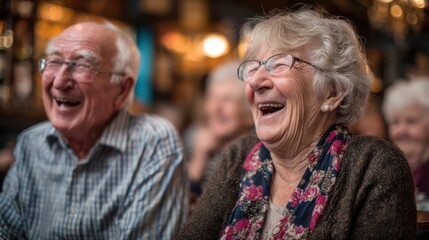 Elderly Friends Socializing, Capturing Joy and Laughter