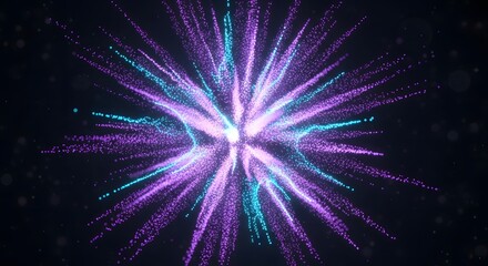 Abstract purple and blue particle burst background for graphic design and motion graphics projects
