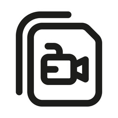 Video Document Icon. Modern professional minimal line graphic illustrating media recording, file storage, digital content and video playback